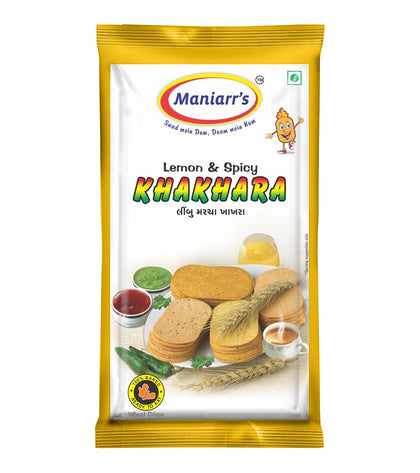 Maniarr's LEMON & SPICY Khakhra (8 packs, Single Flavor, 360 gms)