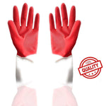 672 - Dual Color Reusable Rubber Hand Gloves (Red + White) - 1 pc