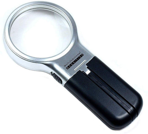 528 Multifunctional 3-in-1 Hand-Held Folding Lighted High-Powered Magnifier Glass with 3X Zoom and 2 LED Lights