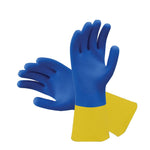 671 - Dual Color Reusable Rubber Hand Gloves (Yellow + blue) - 1 pc