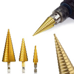 437 -3X Large HSS Steel Step Cone Drill Titanium Bit Set Hole Cutter (4-32, 4-20, 4-12mm)