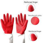 672 - Dual Color Reusable Rubber Hand Gloves (Red + White) - 1 pc