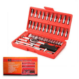 422 Socket 1/4 Inch Combination Repair Tool Kit (Red, 46 pcs)