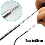579 Set of 4 Stainless Steel Straws & Brush (2 Straight straws, 2 Bent straws, 1 Brush)