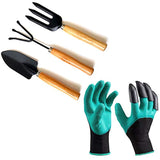 Easyshoppingstore Gardening Hand Cultivator, Big Digging Trowel, Shovel & Garden Gloves with Claws for Digging & Planting