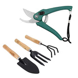 Easyshoppingstore Gardening Tools - Flover Cutter & Garden Tool Wooden Handle (3pcs-Hand Cultivator, Small Trowel, Garden Fork)