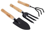 Easyshoppingstore Gardening Tools - Flover Cutter & Garden Tool Wooden Handle (3pcs-Hand Cultivator, Small Trowel, Garden Fork)