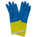 671 - Dual Color Reusable Rubber Hand Gloves (Yellow + blue) - 1 pc