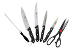 312 Kitchen Combo -Stainless Steel 4pc Knife, Sharpening Steel and Scissor with Cutting Board