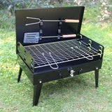 125 Stainless Steel Briefcase Style Barbecue Grill Toaster (Medium, Black)