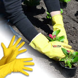 Easyshoppingstore Gardening Tools - Reusable Rubber Gloves, Flower Cutter & Garden Tool Wooden Handle (3pcs-Hand Cultivator, Small Trowel, Garden Fork)