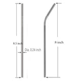 579 Set of 4 Stainless Steel Straws & Brush (2 Straight straws, 2 Bent straws, 1 Brush)
