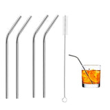 581 Stainless Steel Straws & Brush (4 Bent straws, 1 Brush) -5pcs